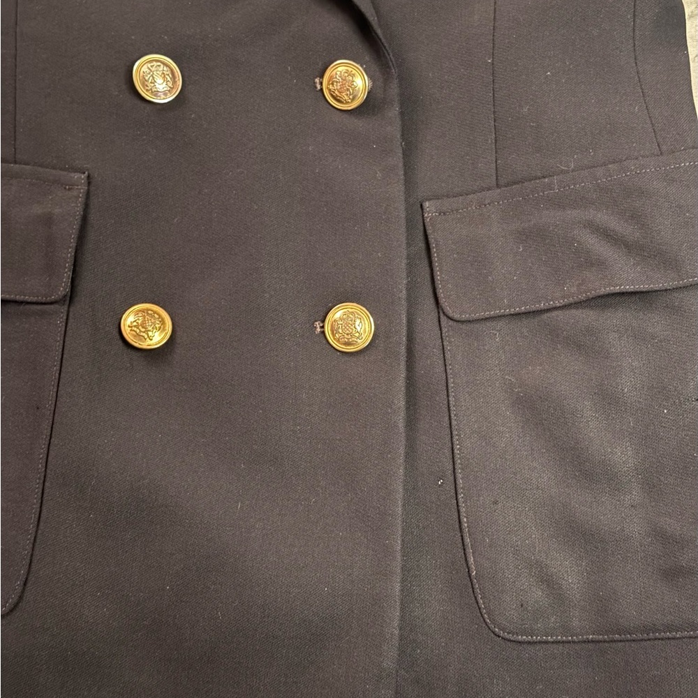 Vintage Lauren Ralph Lauren Navy Wool Blazer Crest Logo Designer Crown 4 *READ* - Picture 11 of 16